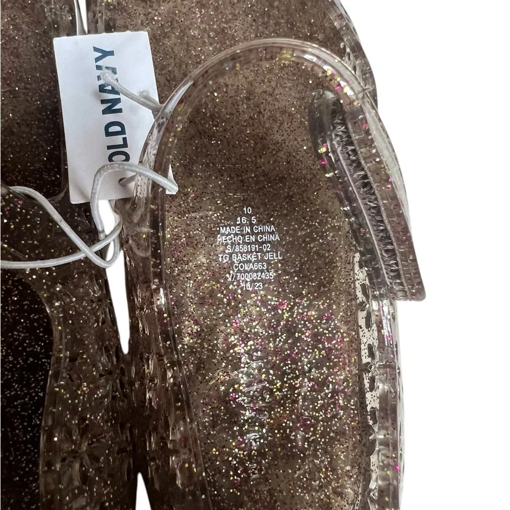 NWT Old Navy Glitter Jellie Flower Eyelet Sandals 10